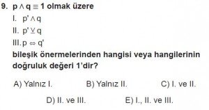 11. Sınıf ileri Matematik kazanım Test 1 soru9