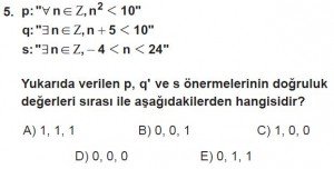 11. Sınıf ileri Matematik kazanım Test 2 soru5