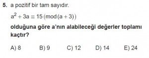 11. Sınıf ileri Matematik kazanım Test 4 soru5