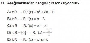 12. Sınıf Matematik kazanım Test 1 soru11