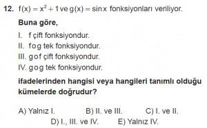 12. Sınıf Matematik kazanım Test 1 soru12