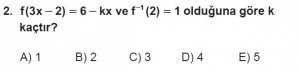 12. Sınıf Matematik kazanım Test 1 soru2