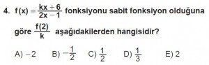 12. Sınıf Matematik kazanım Test 1 soru4