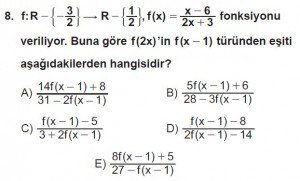 12. Sınıf Matematik kazanım Test 1 soru8