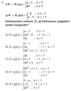 12. Sınıf Matematik kazanım Test 2 soru1