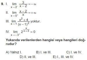 12. Sınıf Matematik kazanım Test 3 soru9