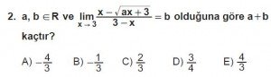 12. Sınıf Matematik kazanım Test 4 soru2