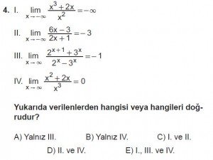 12. Sınıf Matematik kazanım Test 4 soru4