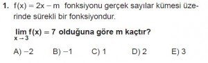 12. Sınıf Matematik kazanım Test 5 soru1