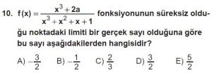 12. Sınıf Matematik kazanım Test 5 soru10