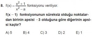 12. Sınıf Matematik kazanım Test 5 soru8