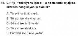 12. Sınıf Matematik kazanım Test 6 soru12