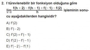 12. Sınıf Matematik kazanım Test 6 soru2