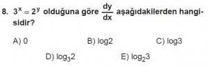 12. Sınıf Matematik kazanım Test 6 soru8