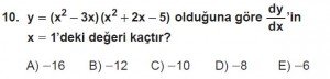 12. Sınıf Matematik kazanım Test 7 soru10