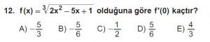 12. Sınıf Matematik kazanım Test 7 soru12