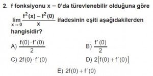 12. Sınıf Matematik kazanım Test 7 soru2
