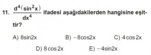 12. Sınıf Matematik kazanım Test 8 soru11