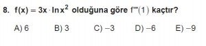 12. Sınıf Matematik kazanım Test 8 soru8