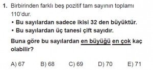12. Sınıflar Matematik kazanım Test 1 soru1