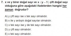 12. Sınıflar Matematik kazanım Test 1 soru7
