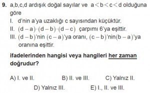 12. Sınıflar Matematik kazanım Test 1 soru9