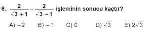 12. Sınıflar Matematik kazanım Test 11 soru6