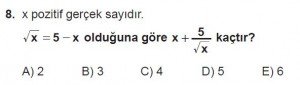 12. Sınıflar Matematik kazanım Test 11 soru8