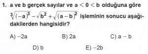 12. Sınıflar Matematik kazanım Test 12 soru1