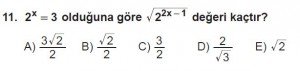 12. Sınıflar Matematik kazanım Test 12 soru11