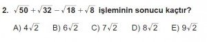 12. Sınıflar Matematik kazanım Test 12 soru2