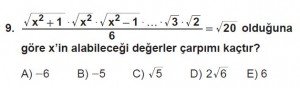 12. Sınıflar Matematik kazanım Test 12 soru9