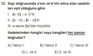 12. Sınıflar Matematik kazanım Test 15 soru12