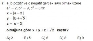 12. Sınıflar Matematik kazanım Test 15 soru7