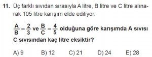 12. Sınıflar Matematik kazanım Test 16 soru11