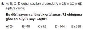 12. Sınıflar Matematik kazanım Test 16 soru8