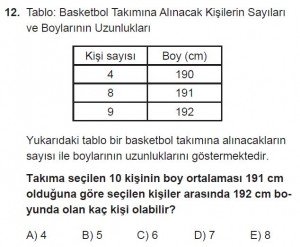 12. Sınıflar Matematik kazanım Test 17 soru12