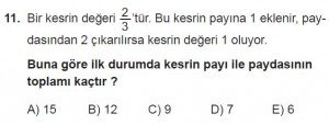 12. Sınıflar Matematik kazanım Test 18 soru11