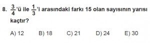 12. Sınıflar Matematik kazanım Test 18 soru8