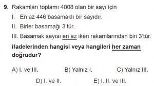 12. Sınıflar Matematik kazanım Test 2 soru9