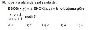 12. Sınıflar Matematik kazanım Test 4 soru10