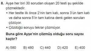 12. Sınıflar Matematik kazanım Test 4 soru8