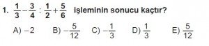 12. Sınıflar Matematik kazanım Test 5 soru1