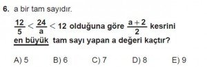 12. Sınıflar Matematik kazanım Test 5 soru6