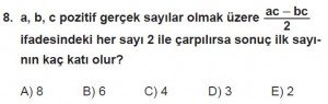 12. Sınıflar Matematik kazanım Test 5 soru8