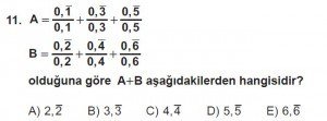 12. Sınıflar Matematik kazanım Test 6 soru11