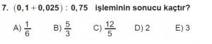 12. Sınıflar Matematik kazanım Test 6 soru7