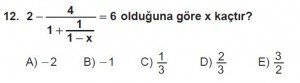 12. Sınıflar Matematik kazanım Test 7 soru12