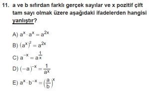12. Sınıflar Matematik kazanım Test 9 soru11