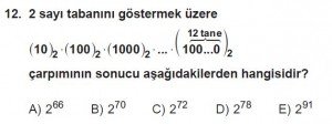 12. Sınıflar Matematik kazanım Test 9 soru12